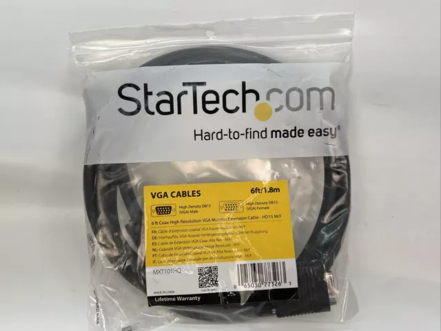 Startech Mxt101Hq 6 Ft Coax Higt Resolution Vga Monitor  Extension Cable-Hd15Mf