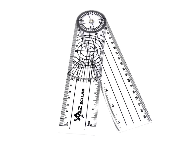 Plastic 8" Spinal Goniometer - 360 Degree Angle Protractor for Physical Therapy