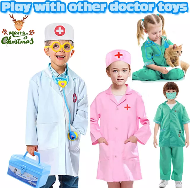 Kids Doctor Costume Vet Doctor  Dress Up Outfit Role Play Toys For Boys Girls 3+