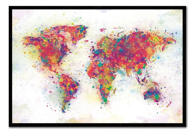 89876 World Map Colour Splash Wall Print Poster AU
