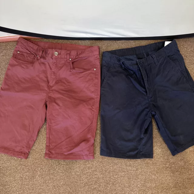 Tarocash 2 Pair Men's Shorts - Size 30 - Navy Maroon  - Bulk Set Knee Length