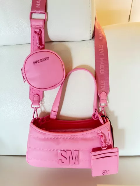 Nwt Steve Madden Bzoia Shoulder Crossbody Bag W Air Pod Case Pink Wallet