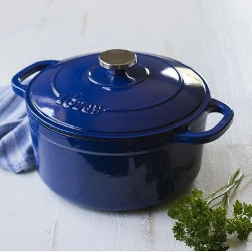 Enameled Cast Iron 5.5 Quart Dutch Oven Cookware Pot, Indigo Blue