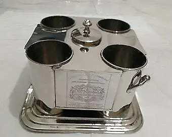 Victorian Style Nickel/Silver Plated 4 Bottle Wine Cooler (Used/ no-returns) 2