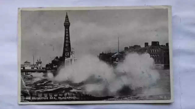 Vintage postcard Glorious Sea Irish Sea Blackpool 1947 Arnold Nottingham posted