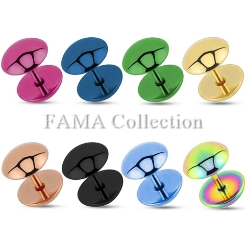 FAMA Dome Dumbbell Fake Plugs 316L Surgical Steel Select IP Colour