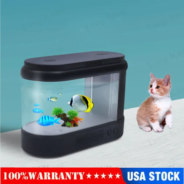 Mini Aquarium Small Desktop Water Cycle Grass Tank Silent Landscape Fish Betta