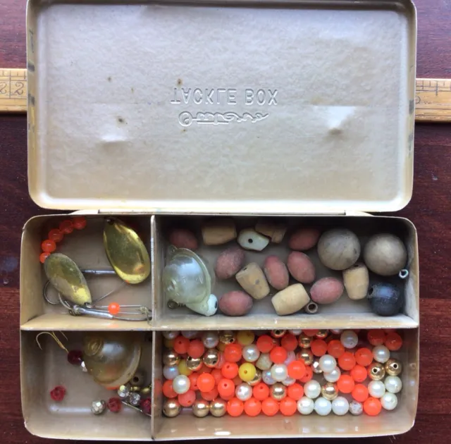 ANTIQUE WOODEN FISHING Tackle Box - Fly Fishing - Tool Box - Vintage $45.00  - PicClick