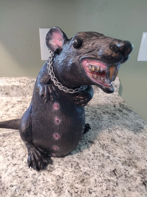 Lifelike Huge Rat Halloween props scary lawn decor rubber vintage