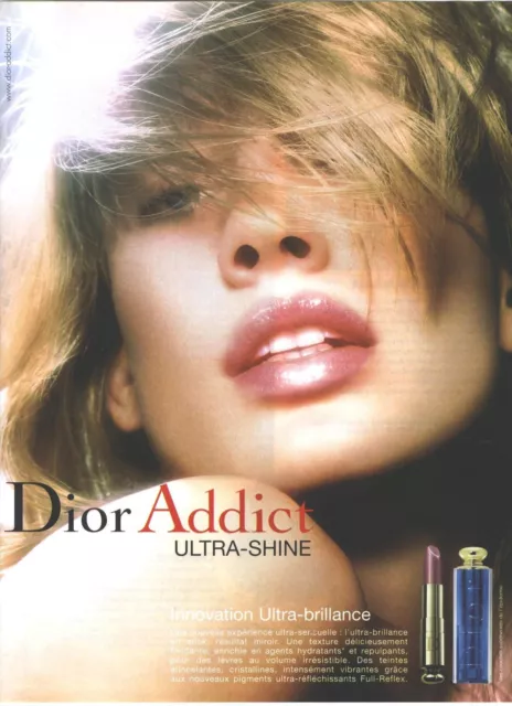 PUBLICITE advertising 2004  Dior addict  rouge à lèvre ultra brillance maquillag