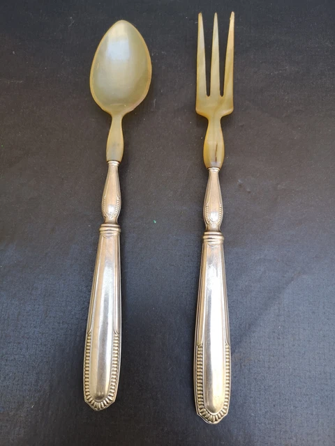 couverts à salade en corne et argent fourré – la brocante de farine