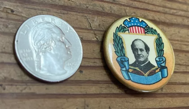 1900s era William Jennings Bryan Full Color 1 1/4" Button Pin Pinback Celluloid