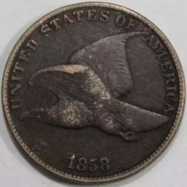 1858 Rarity Flying Eagle Dark Cameo Patina Coin Black Eagle Flying Through Snow