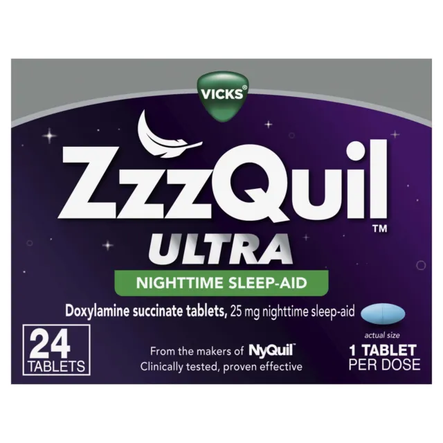 Ayuda para dormir ZzzQuil ultra nocturna, succinato de doxilamina, 24 tabletas