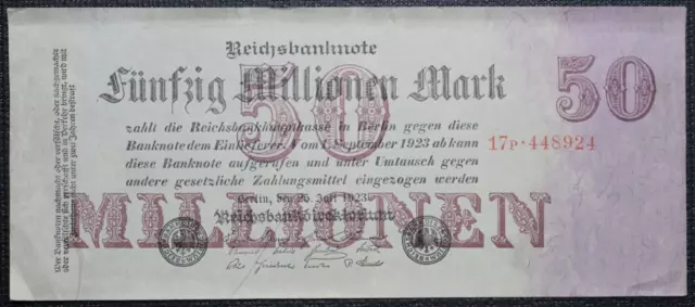 Allemagne - Germany - Billet de 50 Millions Mark 25/7/1923 Uniface