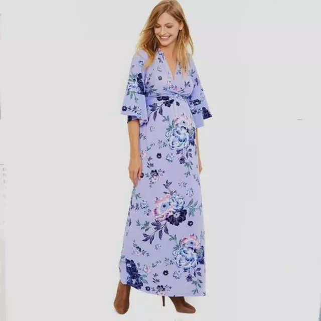 Jessica Simpson Women's Maternity Blue Floral Maxi Dress Size Medium New