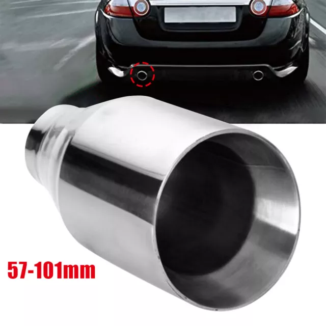 Stainless 2.25'' Inlet 4'' Outlet Exhaust Muffler Tips Pipe single Skinned Tails