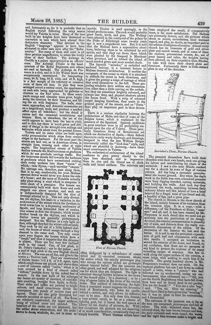 Original Old Antique Print Plan Florian Church Sacristan'S Chair 1885 Victorian