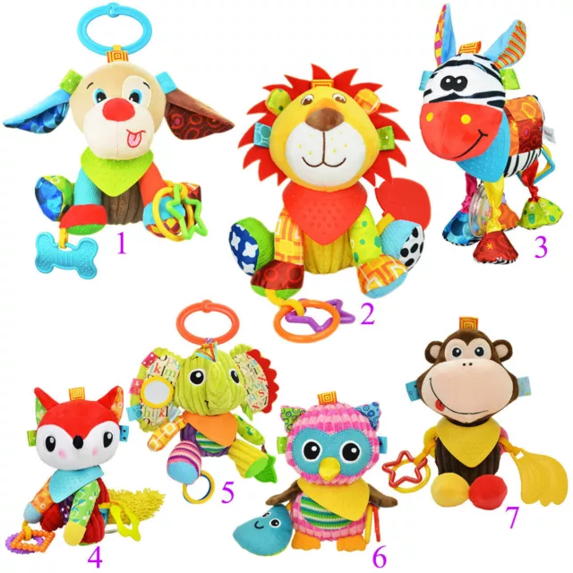 Baby 0-3 Age Pram Stroller Soft Hanging Animal Doll Handbells Infant Toy Teether