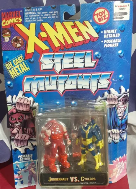 X-Men Steel Mutants Juggernaut vs. Cyclops Die Cast Toy Biz 1994 NIP! Vintage!