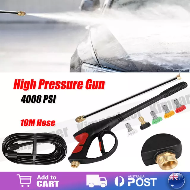 4000PSI Spray Gun High Pressure Washer 1/2" BSP Wand Lance Water Cleaner Nozzles