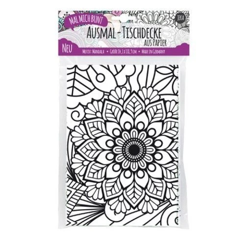Mal Mich Bunt Ausmal-Tischdecke aus Papier, Motiv Mandala | Stück | In Folie