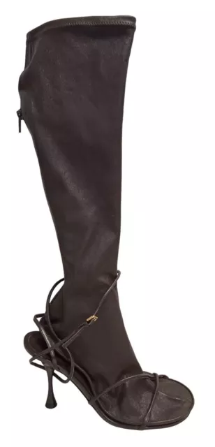 BOTTEGA VENETA Nappa Stretch Boots Sandals Knee High Dark Brown UK6 NEW RRP1375