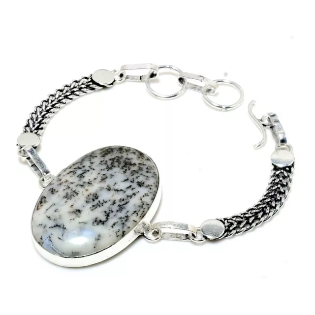 Dendrite Opal Gemstone Handmade Gift Jewelry Bracelet 7-8" W438