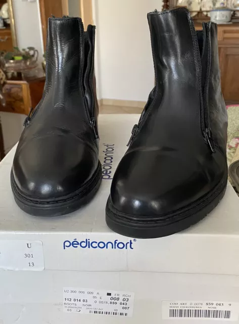 CHAUSSURES T 43 BOOTS CUIR Noir Vintage Pediconfort Neufs Dans Sa Boite EUR 48 00 PicClick FR