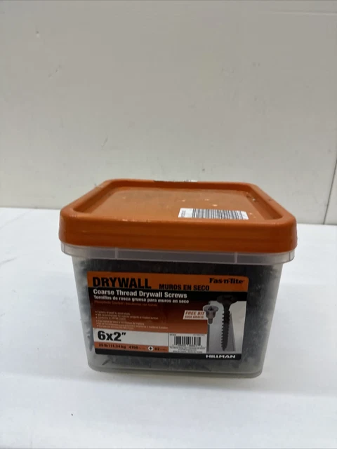 25lb HILLMAN Fas.n.Tite 48369 Phosphate Coated Drywall Screws 6x2” New