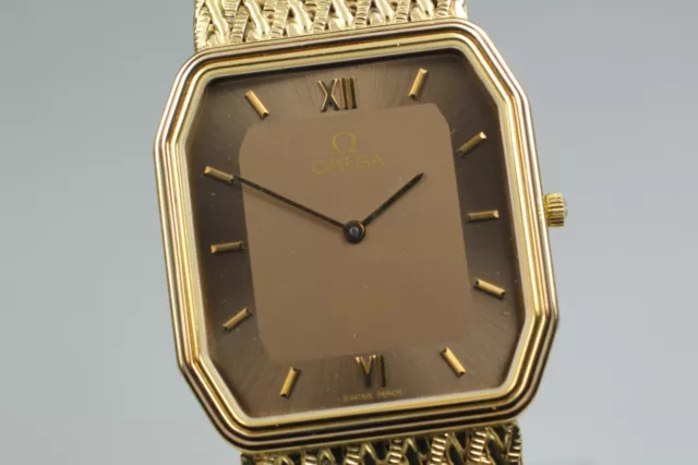 *NEAR MINT* Vintage OMEGA De Ville Quartz Cal.1377 10K Gold Dial Men's Watch JPN