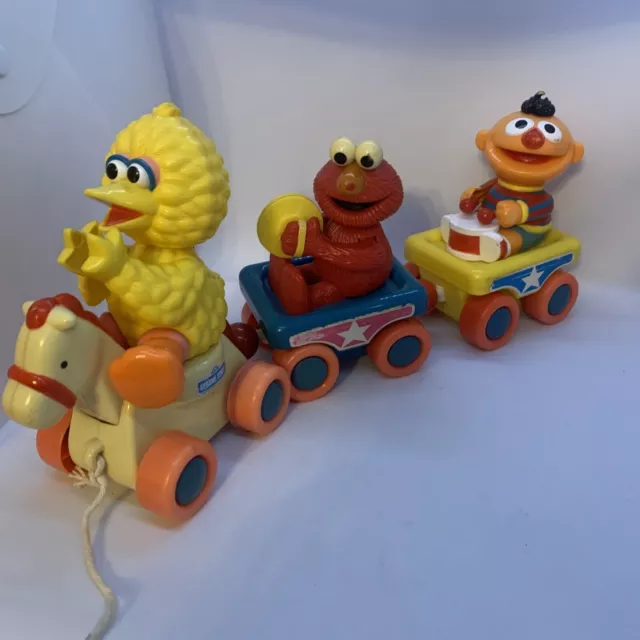 Vintage 1996 Tyco Sesame Street Pull Along Band Train Big Bird Elmo And Ernie