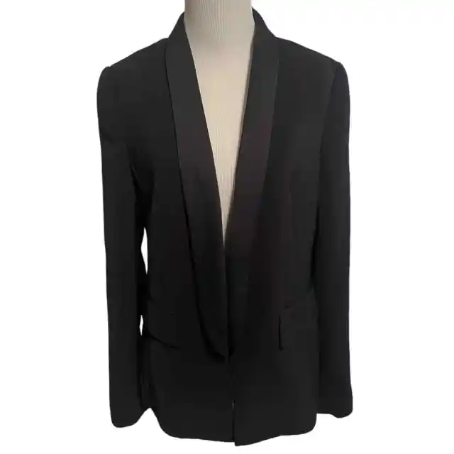 Halogen Black Open Blazer Womens Small Shawl Collar Career Wear Office Jacket