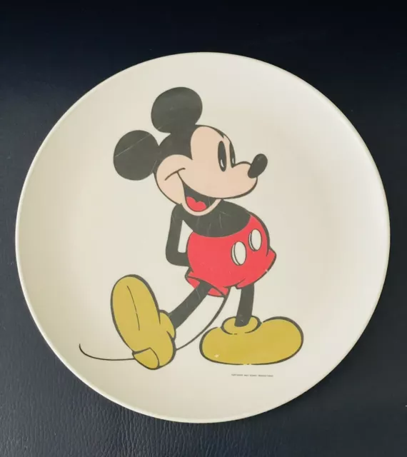 Vintage Mickey Mouse 9" Melamine Plastic  Plate Walt Disney Productions -AA200