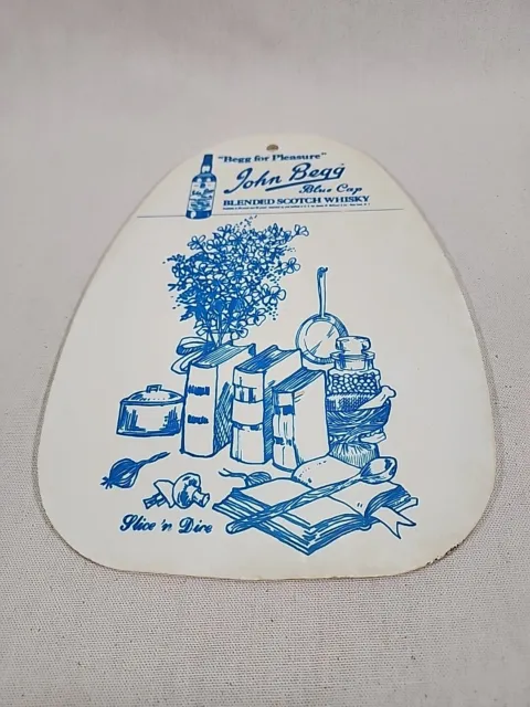 8" x 10-1/2" Plastic cutting board John Begg Blue Cap Blended Scotch Whisky