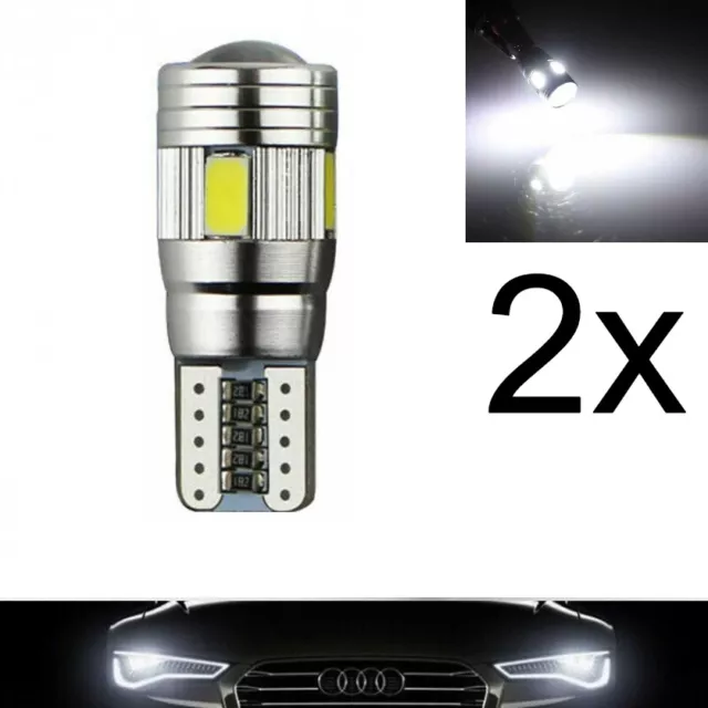 2 Lampade xenon LED T10 HID 6 SMD 5630 Canbus NO ERRORE BIANCO Posizione W5W