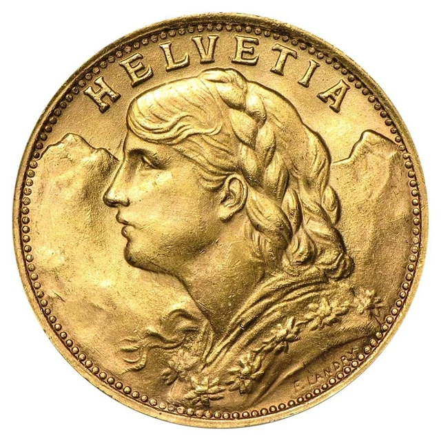 20 FRANCS SWISS Helvetia Vreneli Gold Coin AGW .1867 oz AU/BU (1897