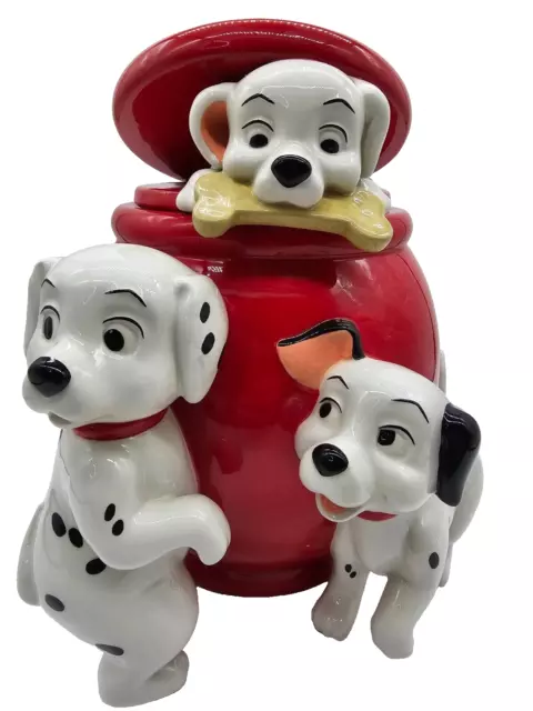 Disney Store 101 Dalmations Dalmatians Dog Large Cookie Jar Red w Lid 11" Rare