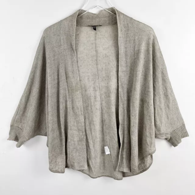 Eileen Fisher Beige Linen Knit Open Front Cardigan Sweater Womens S