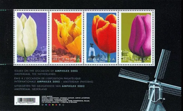 Canada Stamps Souvenir Sheet of 4, Tulips, #1947 MNH