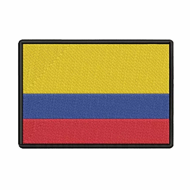 Colombia Flag Embroidered Applique Iron-On/Hook & Loop Patch 3" x 2"