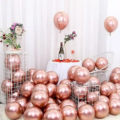 100 Chrome Metallic Latex Pearl Balloons 10" Helium Decoration Plain Balloon UK