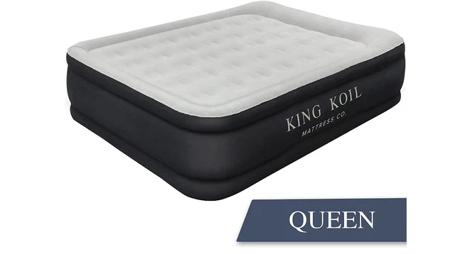 King Koil Luxury QUEEN Air Mattress 20” Bed with Built-in Pump for Home/Camping