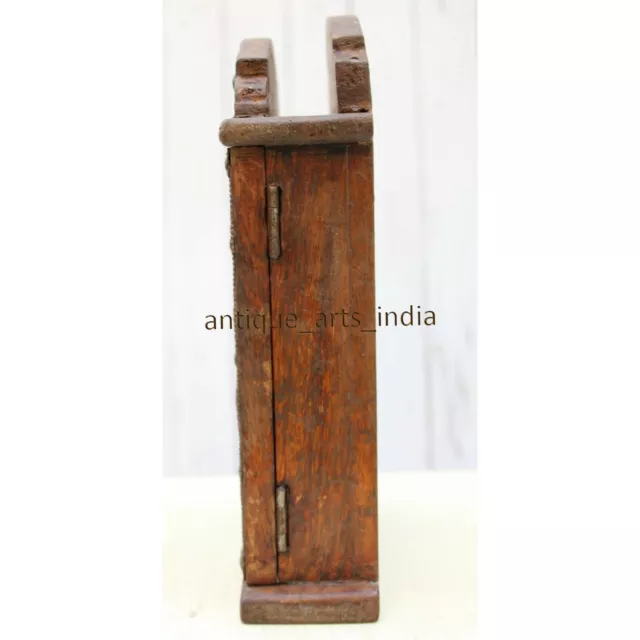 Wall Mounted Key Holder Hand Crafted Brass Fitted Wooden Key Holder with 2 hooks 6