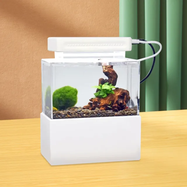 Aquarium Kit Dormitory Desktop Small Tank for Goldfish Betta Small Fish + Light