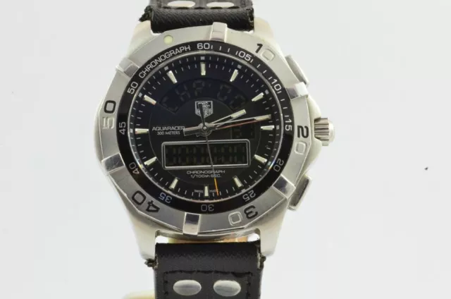 TAG Heuer Aquaracer CAF1010 Men's Watch Quartz 1 21/32in Steel Digital Analog