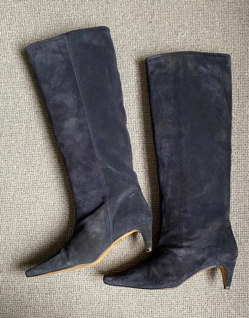JIGSAW KNEE HIGH Suede Leather Boots In Mushroom Soft Brown Colour