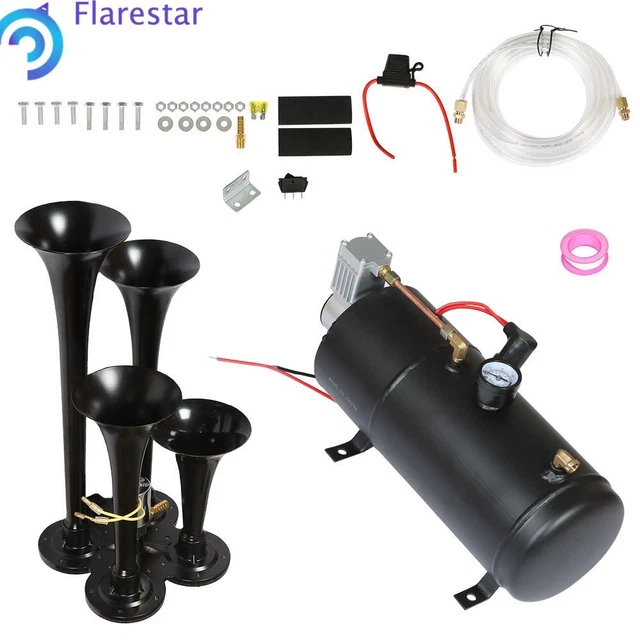 AIR HORN KIT 150DB 4 Trumpet With 150 PSI Air Compressor For Car Truck