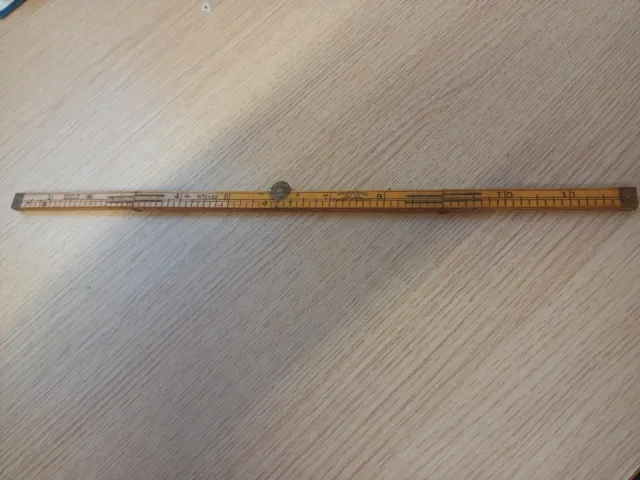 Vintage Rabone Hockley Abbey wood and brass folding 1 ft measure/ruler