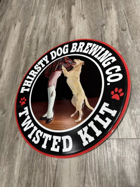 Thirsty Dog Brewing Co. Twisted Kilt Beer Brewery Metal Bar Sign Tin Tacker